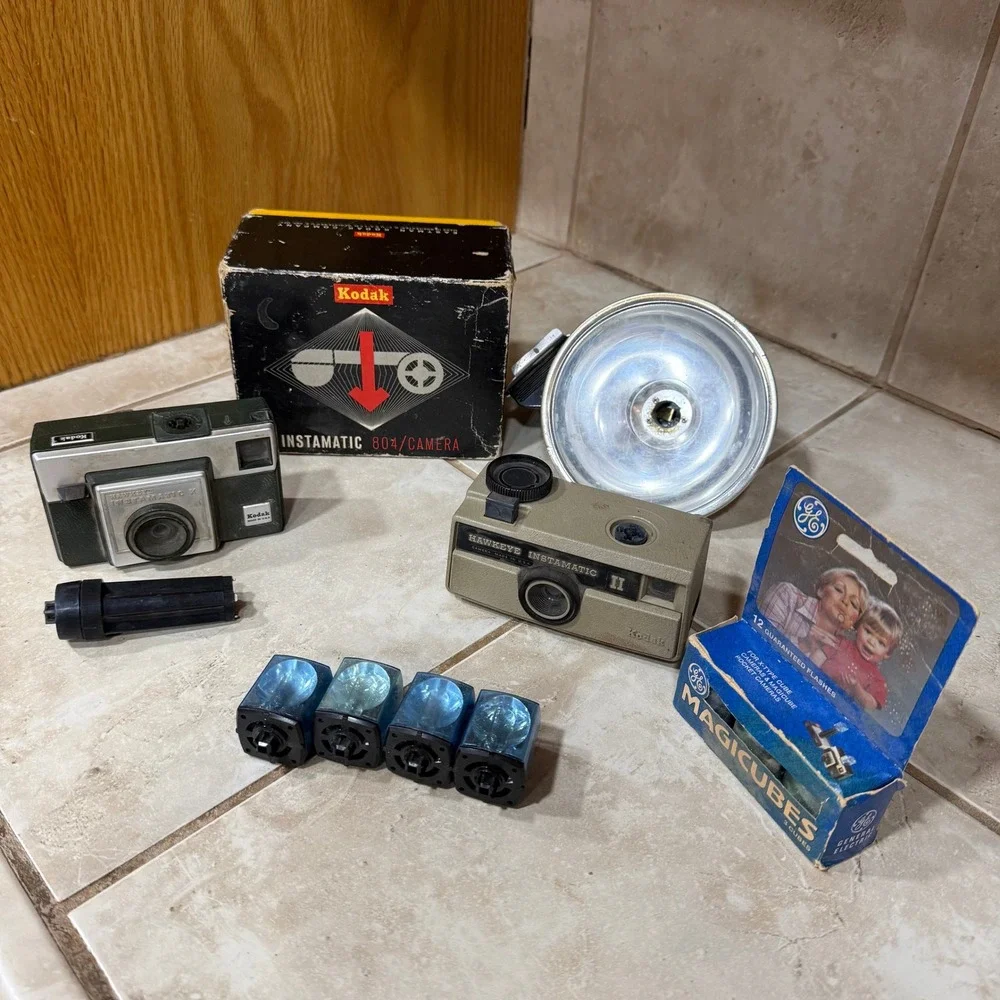 Vintage 60s 70s Kodak Camera Collection Instamatic Flasholder Cubes For‎ Parts